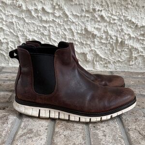 Cole Haan Zero Grand Chelsea Waterproof Bourbon Short Boots Leather